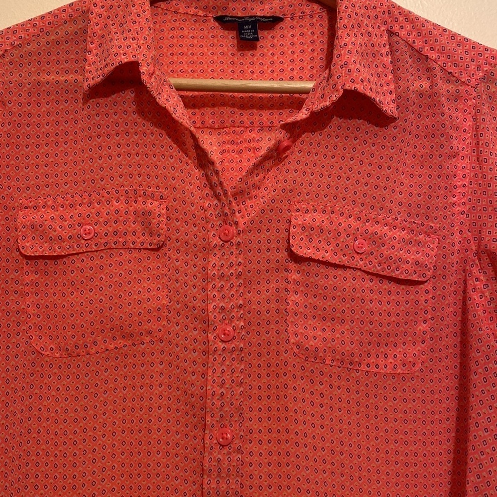 American Eagle Printed Button Down Blouse . Size M - image 2